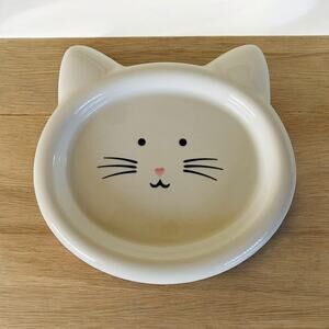 NEW Sweet White & Pink Cat Ceramic Trivet Dish Kitten Change Key Holder Decor